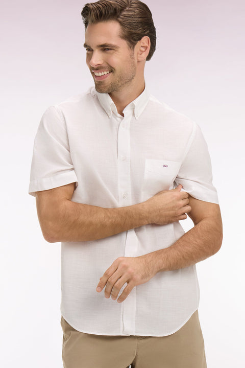 Chemise à manches courtes en coton jacquard blanc - Image 1
