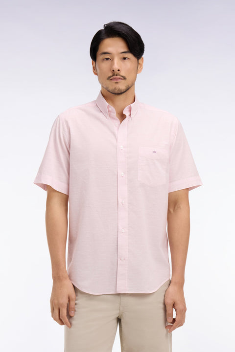 Chemise à manches courtes en coton jacquard rose - Image 3
