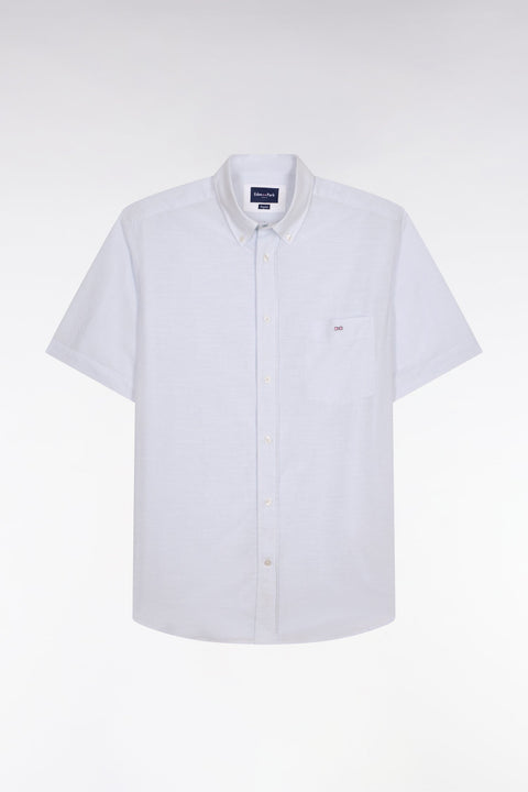 Chemise à manches courtes en coton jacquard rayé bleu ciel - Image 2