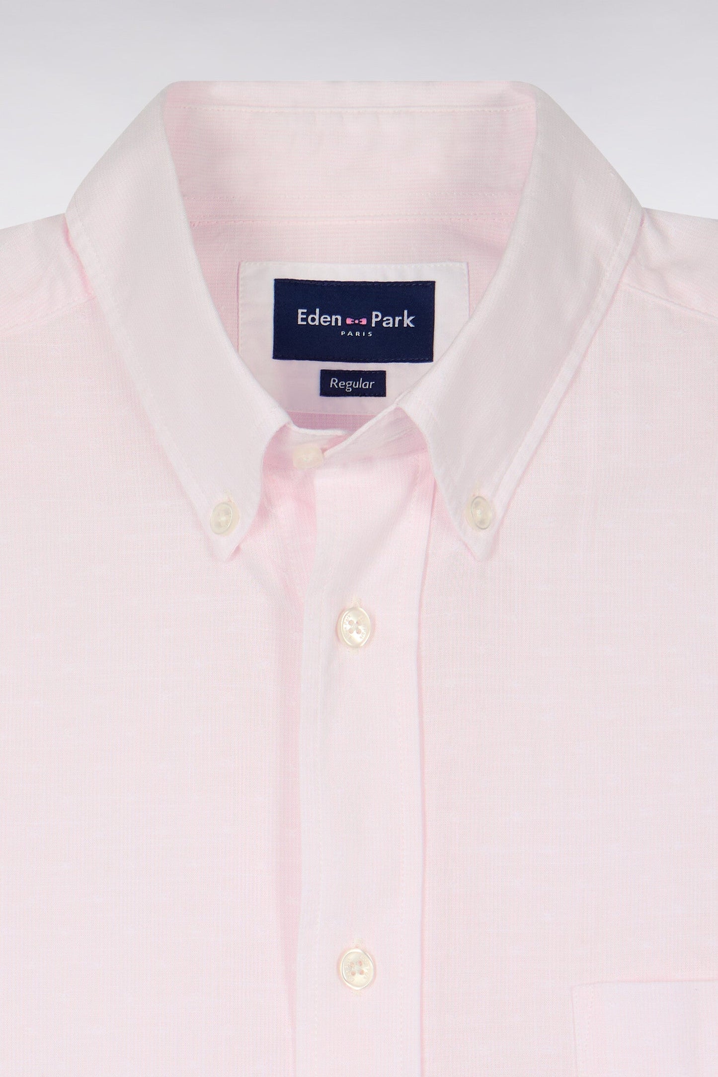 Chemise à manches courtes en coton jacquard rayé rose