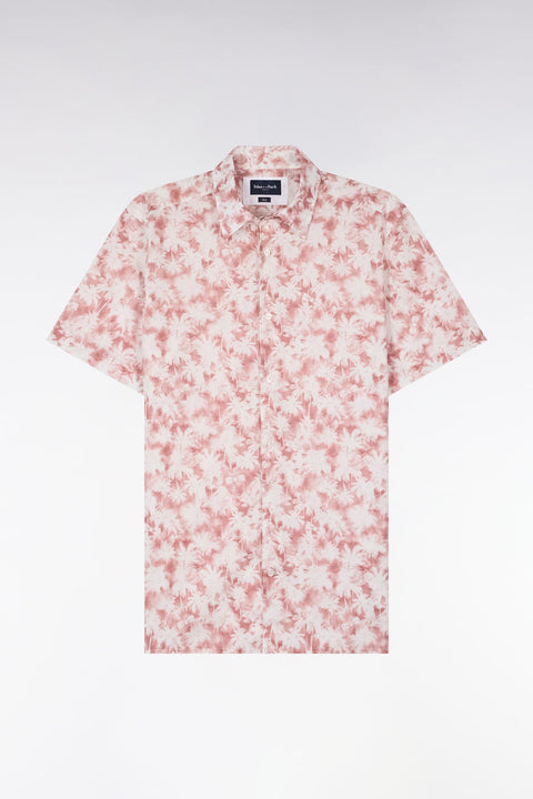 Chemise à manches courtes en popeline de coton à motif floral bordeaux coupe slim - Image 2