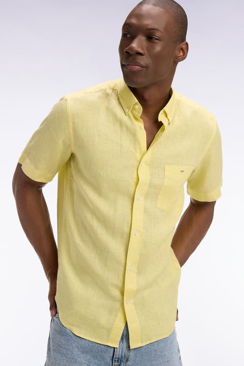 Chemise à manches courtes en lin jaune - Image 3
