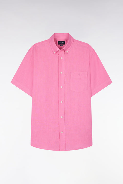 Chemise à manches courtes en lin rose - Image 2