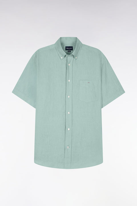 Chemise à manches courtes en lin vert d'eau - Image 2