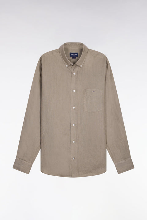 Chemise droite en lin marron - Image 2