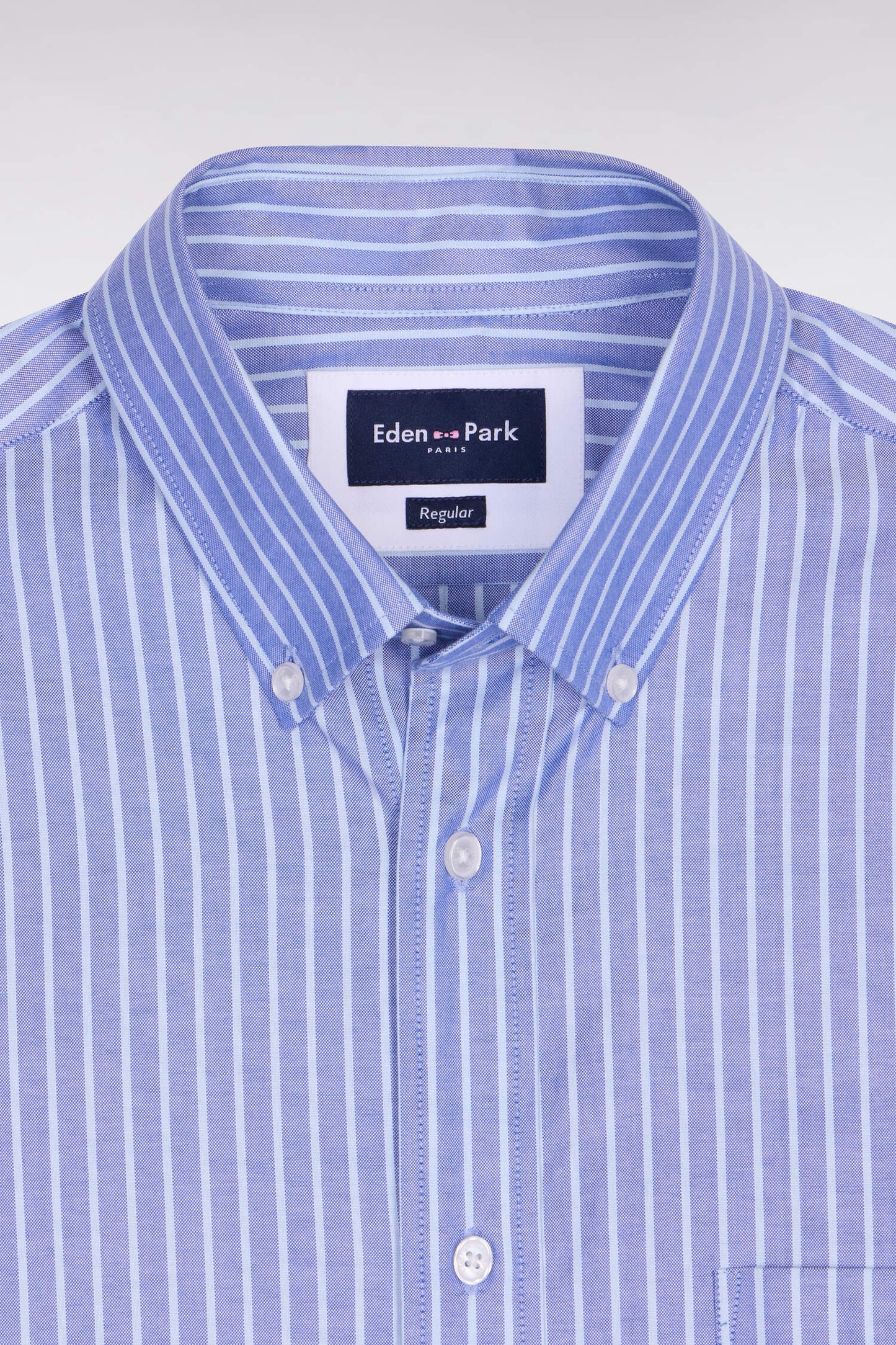 Chemise en coton pinpoint à rayures bleu ciel coupe regular