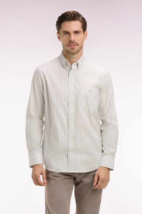 Chemise en coton pinpoint à rayures ciel coupe regular - Image 3