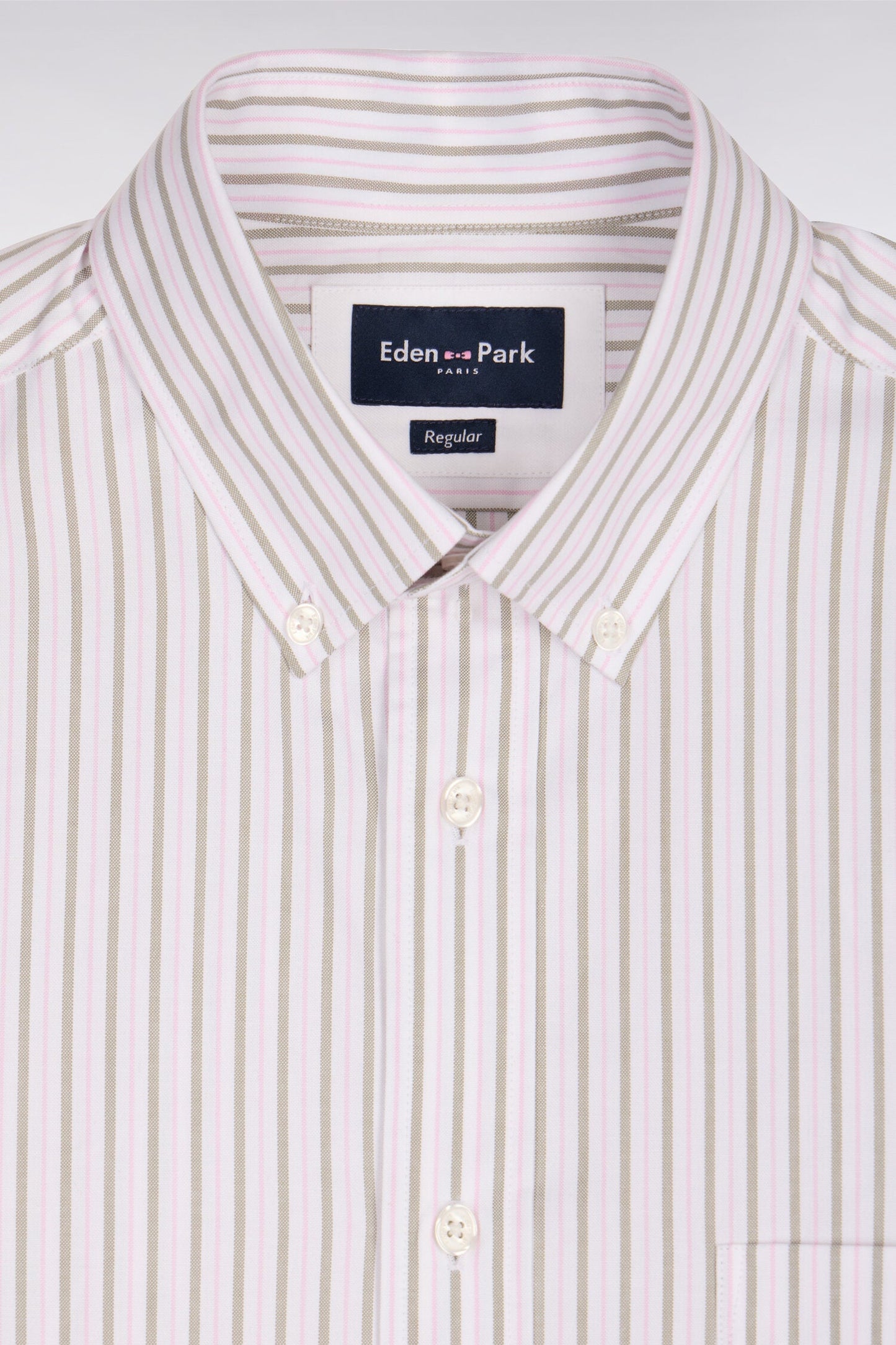 Chemise en coton pinpoint à rayures rose coupe regular