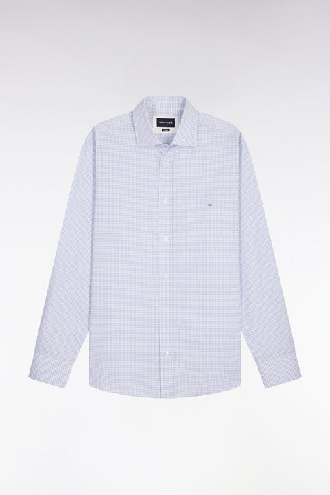 Chemise en coton dobby à carreaux ciel coupe regular - Image 2