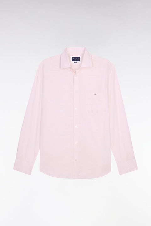 Chemise en coton dobby à carreaux rose coupe regular - Image 2