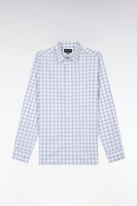 Chemise en coton à carreaux bleu - Image 2