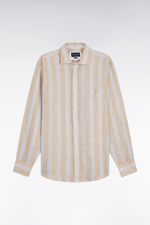 Chemise en lin gris clair à rayures bâtons - Image 2