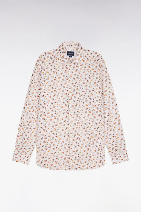 Chemise en popeline de coton imprimé floral orange coupe slim - Image 2