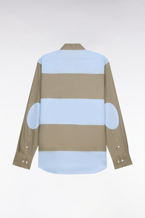 Chemise en coton à rayures rugby beige et ciel coupe regular - Image 2