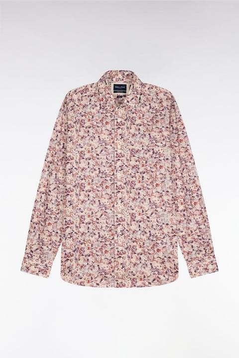 Chemise en popeline de coton blanche à microimprimé floral coupe slim - Image 2