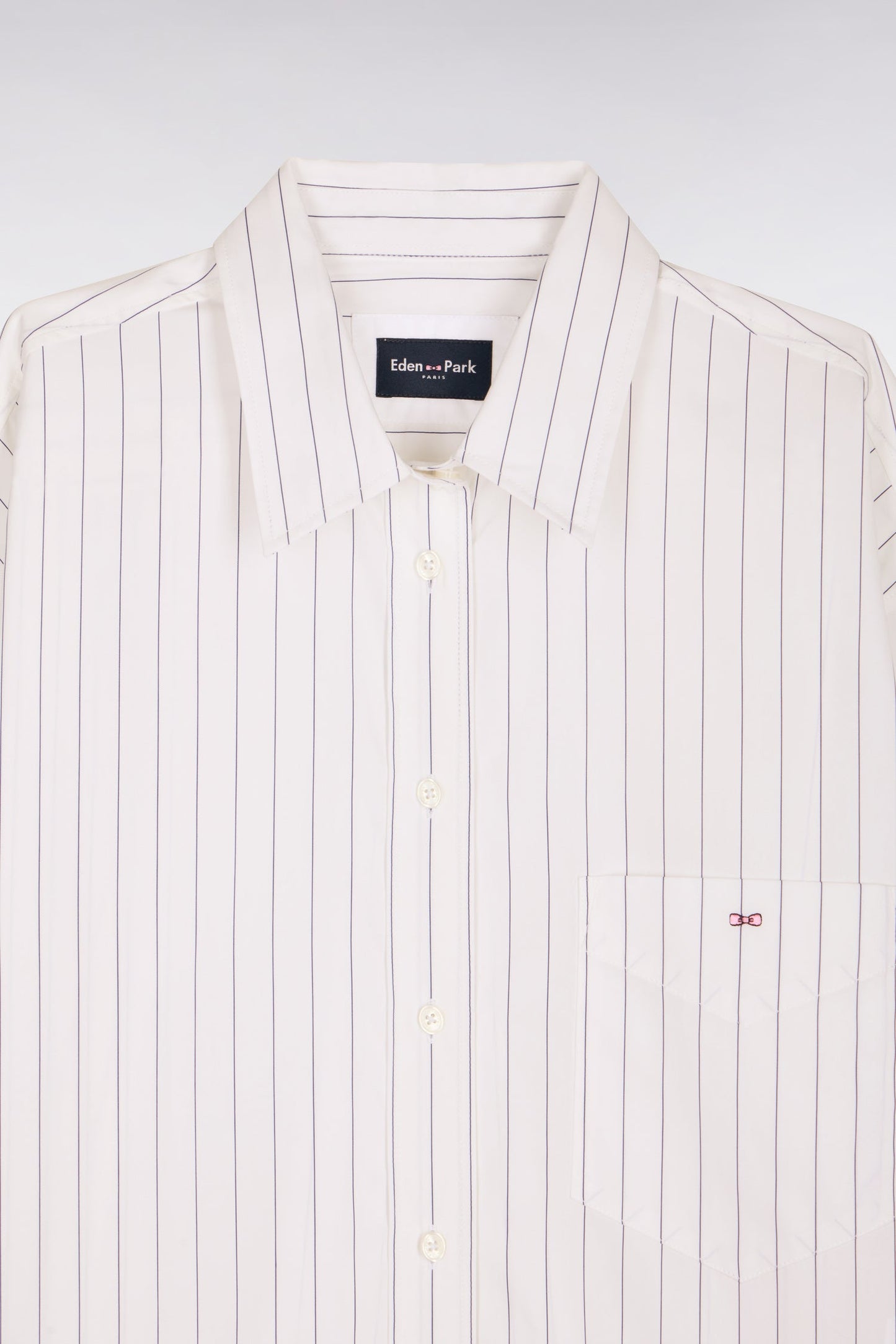 Chemise à fines rayures en popeline de coton blanche coupe oversized