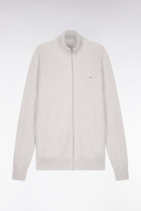 Cardigan zippé en coton gris clair - Image 2