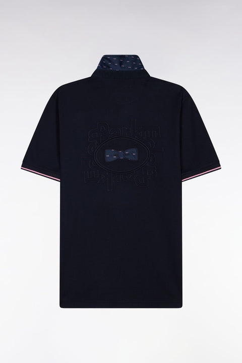Maillot à manches courtes en coton marine broderie dos coupe regular - Image 2