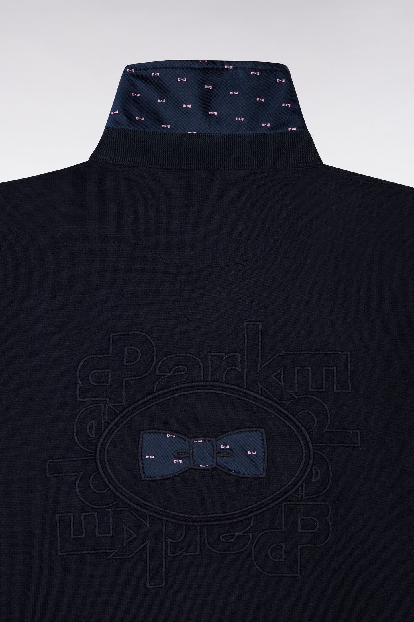 Maillot à manches courtes en coton marine broderie dos coupe regular