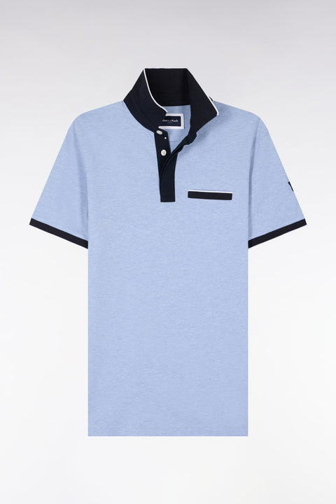 Polo manches courtes en piqué coton stretch ciel coupe slim - Image 2