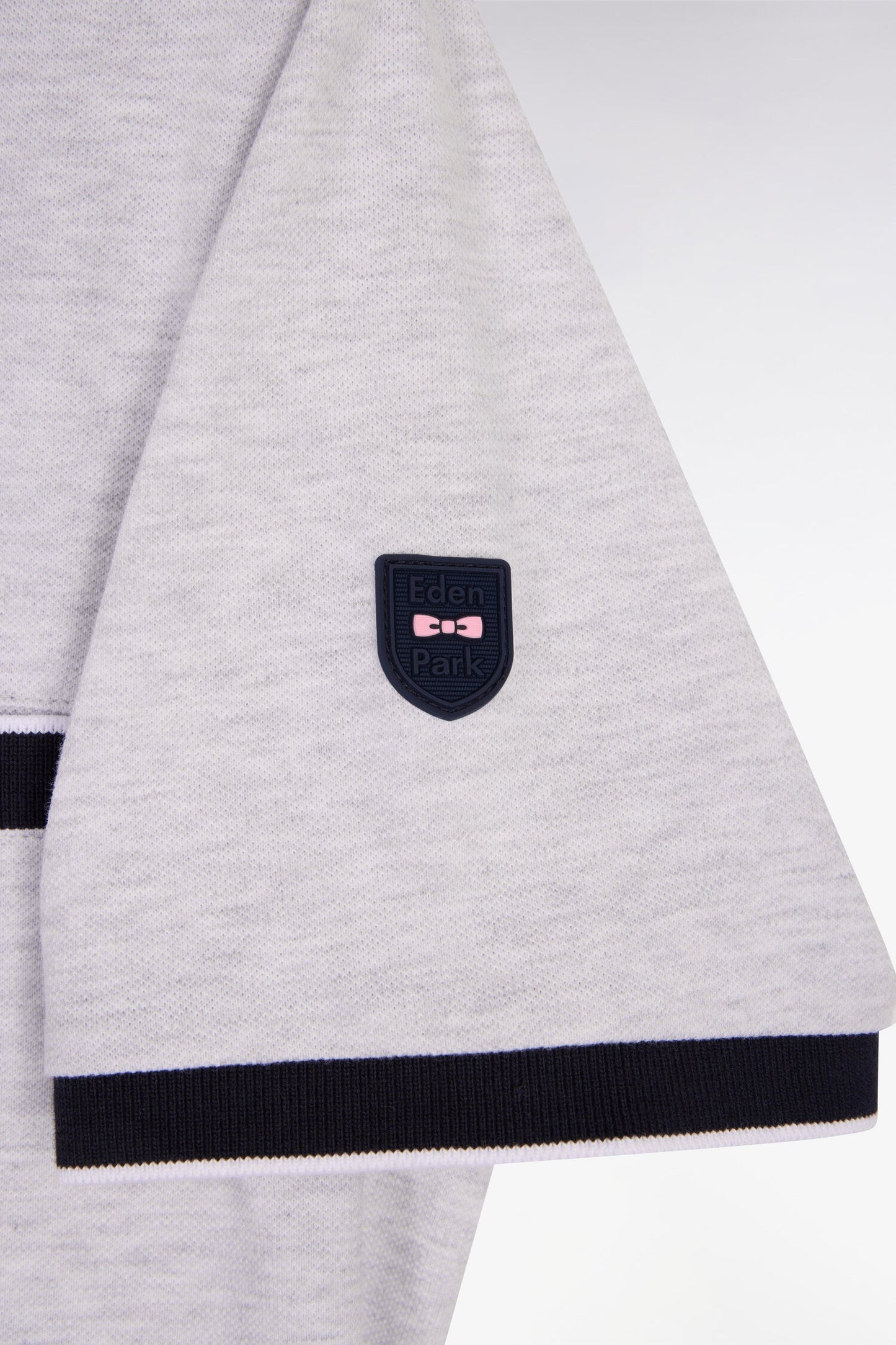 Polo manches courtes en piqué coton stretch gris clair coupe slim