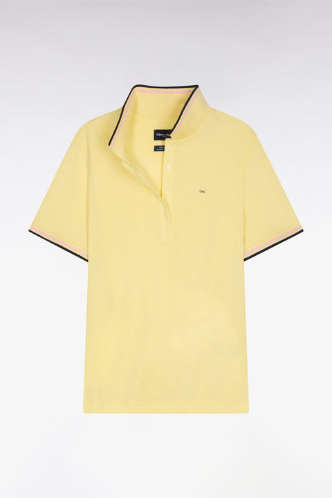 Polo à manches courtes en coton jaune clair coupe regular - Image 2