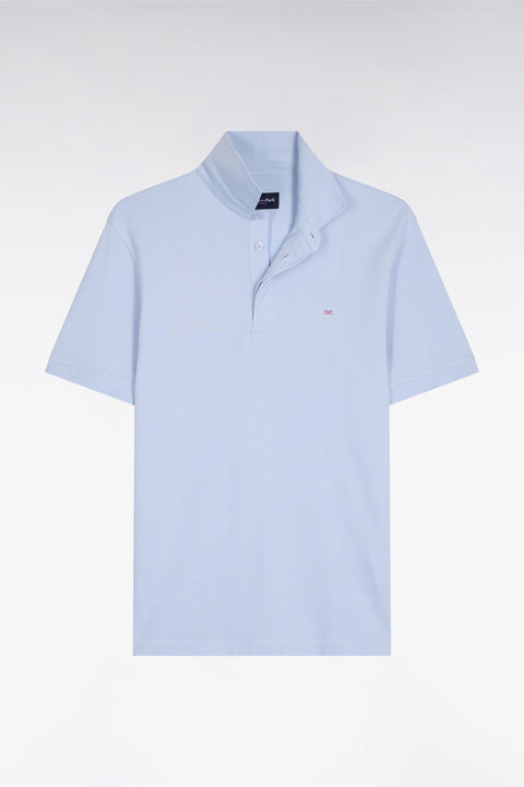 Polo à manches courtes en coton gris clair coupe slim - Image 2