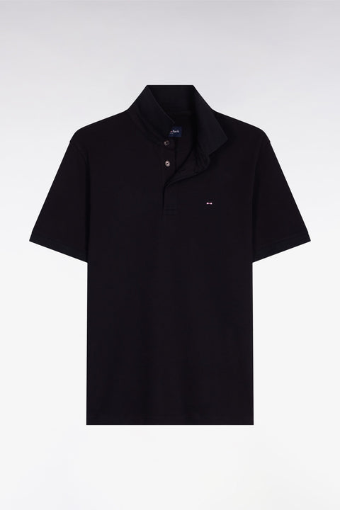 Polo à manches courtes en coton noir coupe slim - Image 2