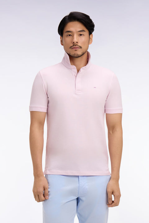 Polo à manches courtes en coton rose coupe slim - Image 3