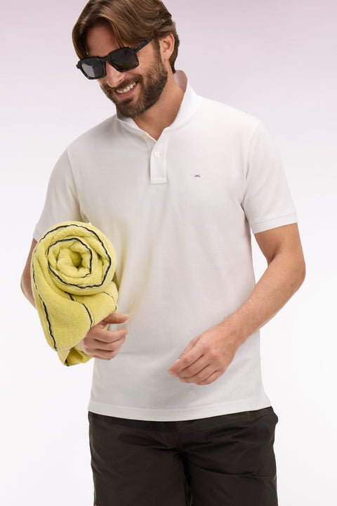Polo à manches courtes en coton blanc coupe regular - Image 1