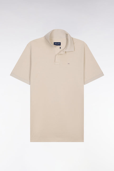 Polo à manches courtes en coton beige coupe regular - Image 2