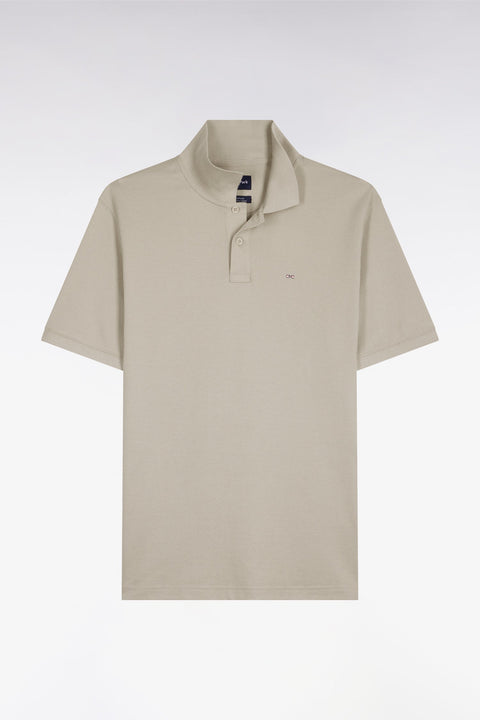 Polo à manches courtes en coton gris clair coupe regular - Image 2