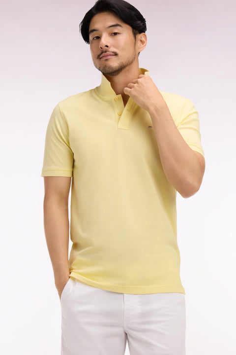 Polo à manches courtes en coton jaune clair coupe regular - Image 1