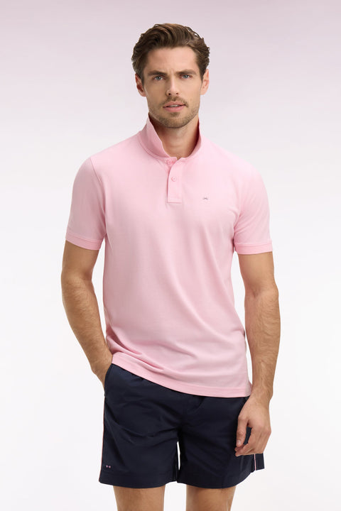 Polo à manches courtes en coton rose clair coupe regular - Image 3