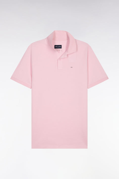 Polo à manches courtes en coton rose clair coupe regular - Image 2