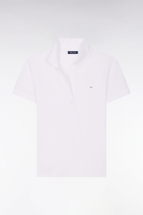 Polo à manches courtes en coton stretch blanc - Image 2