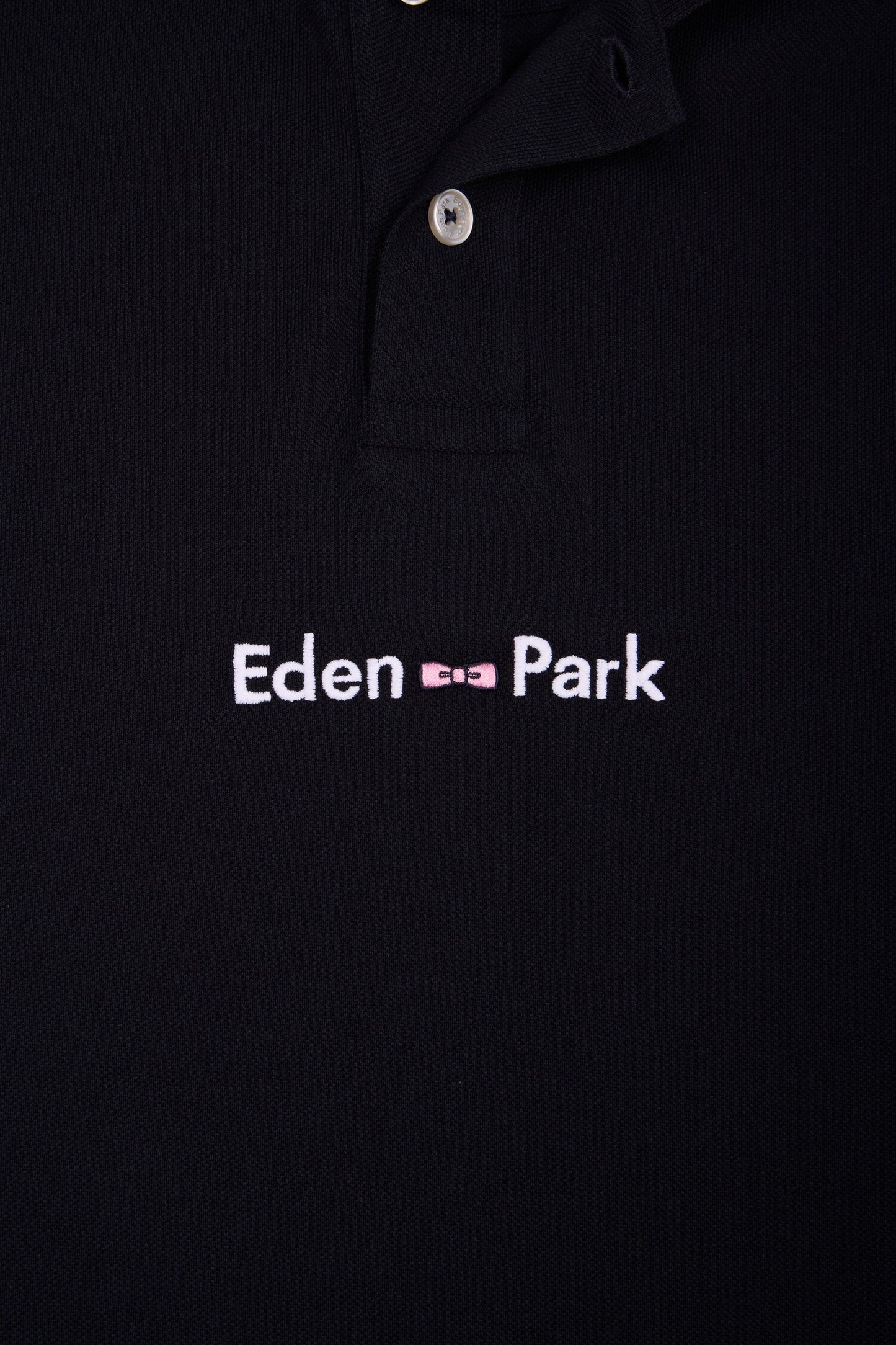 Polo à manches courtes en coton marine broderie Eden Park coupe regular