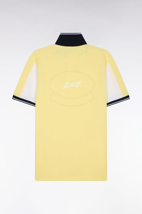 Polo à manches courtes en coton jaune clair brodé coupe regular - Image 2