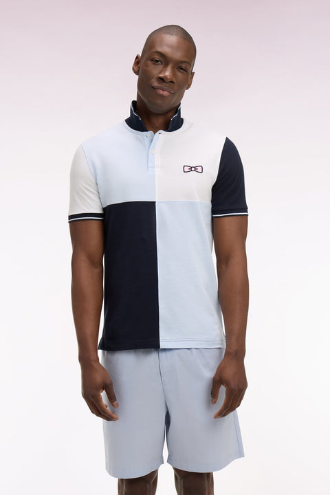 Polo à manches courtes en coton bleu ciel à cadrans coupe regular - Image 3