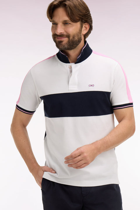 Polo à manches courtes en piqué coton blanc coupé cousu - Image 1