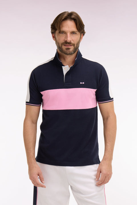 Polo à manches courtes en piqué coton marine coupé cousu - Image 3
