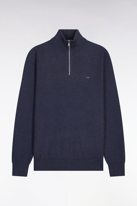 Pull col camionneur en coton bleu foncé - Image 2