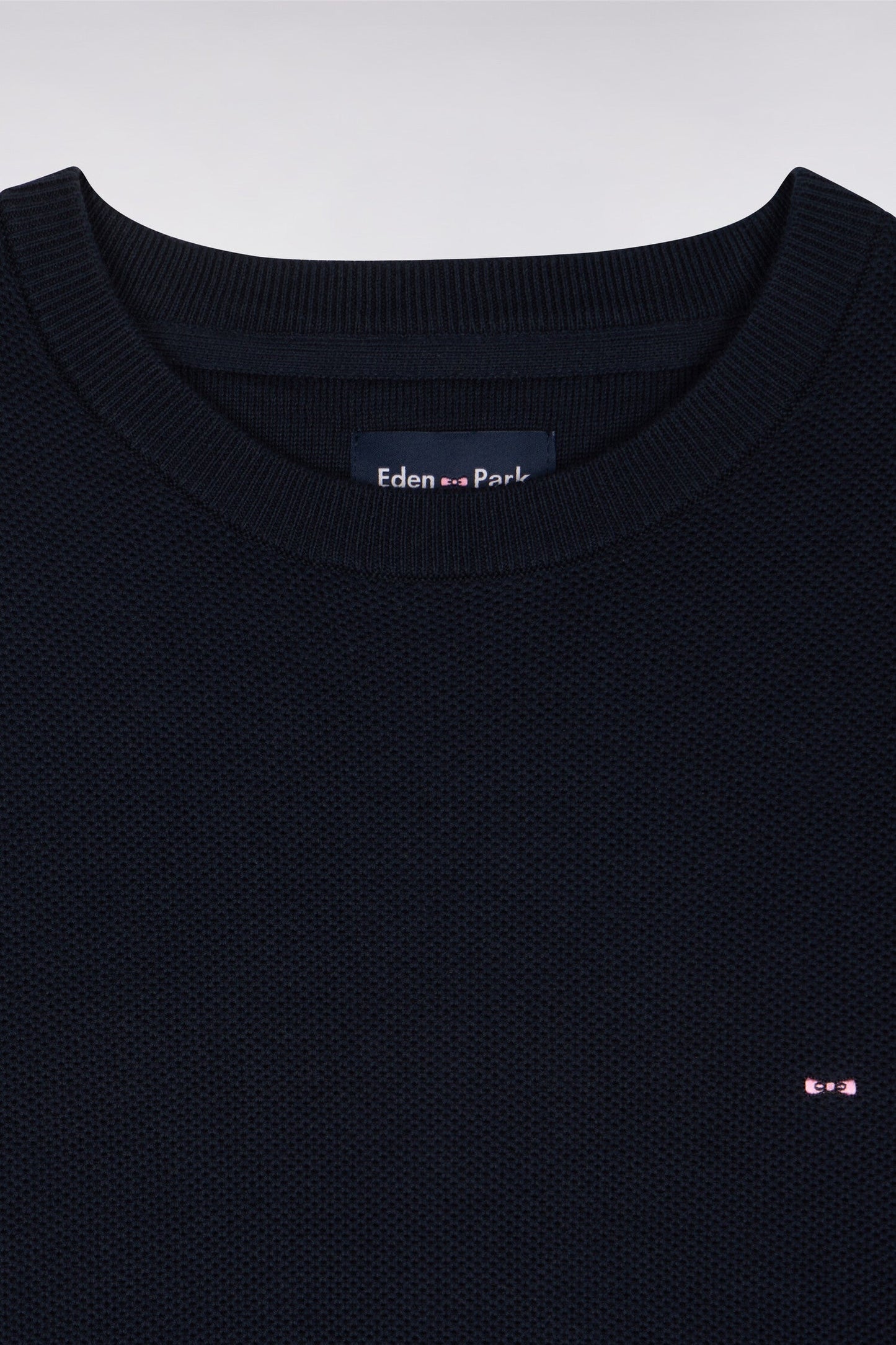 Pull col rond en coton marine