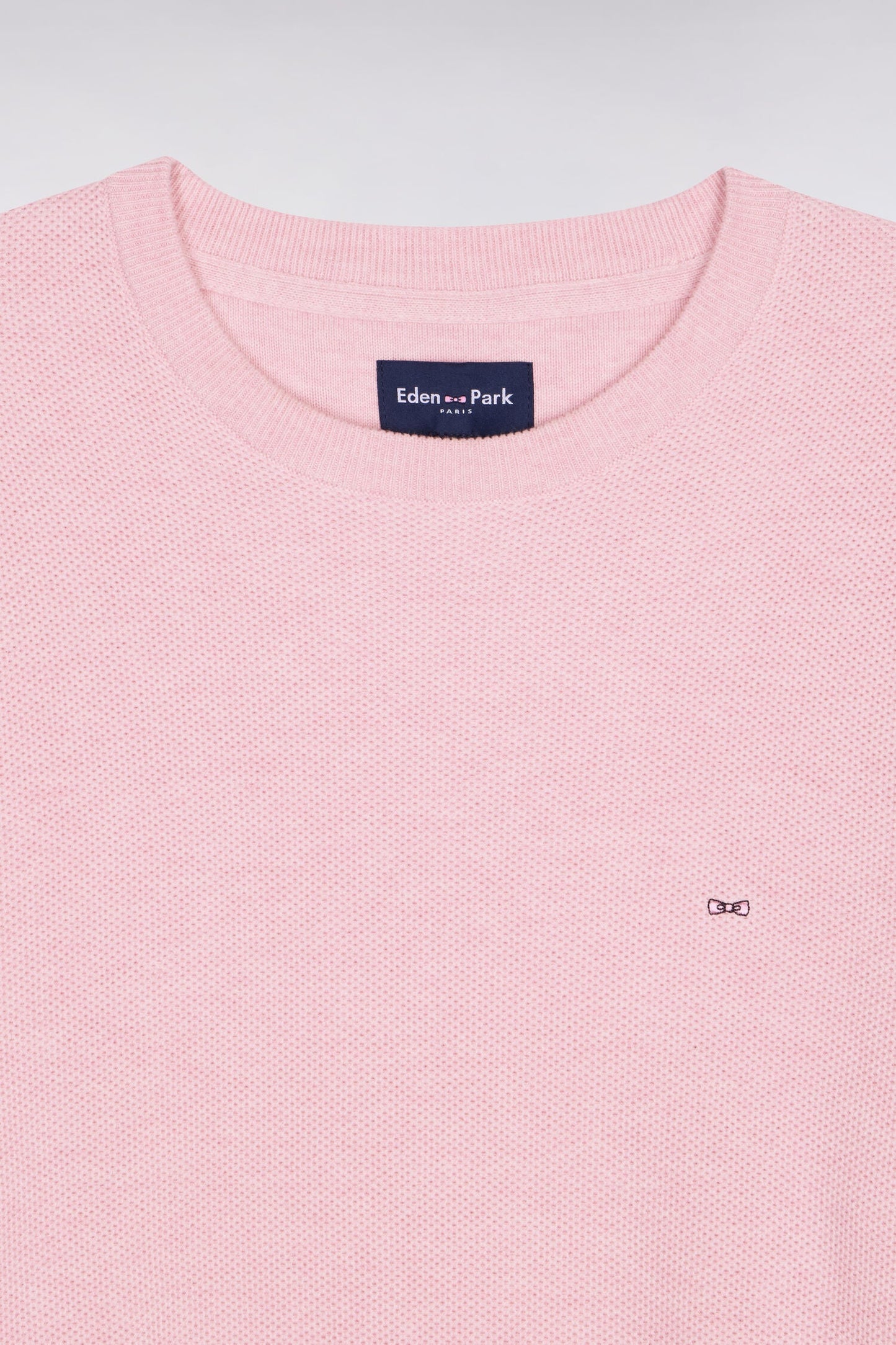 Pull col rond en coton rose