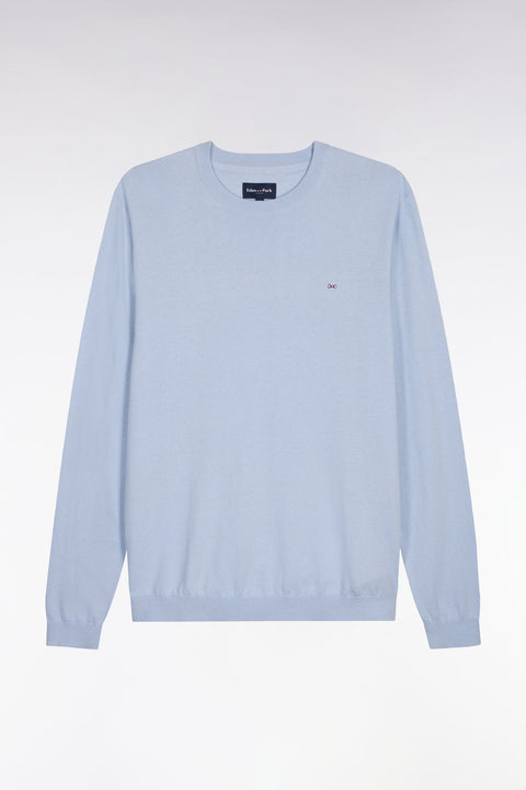 Pull col rond en coton et soie mélangés ciel - Image 2