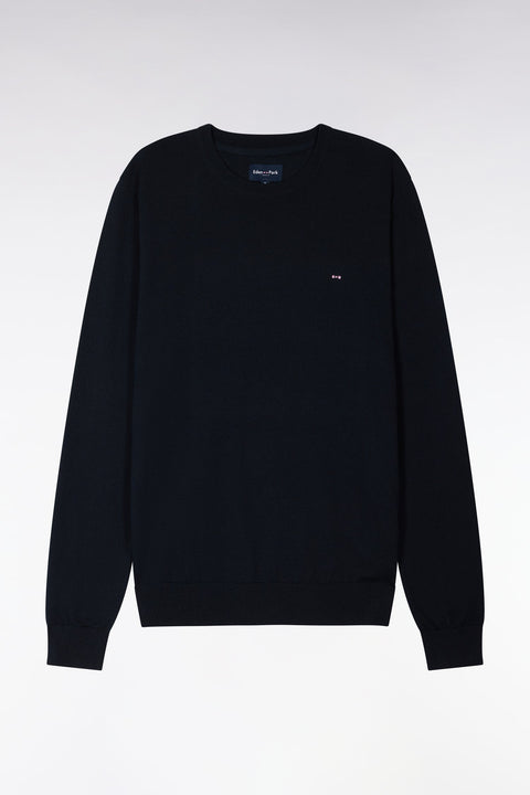 Pull col rond en coton et soie mélangés marine - Image 2