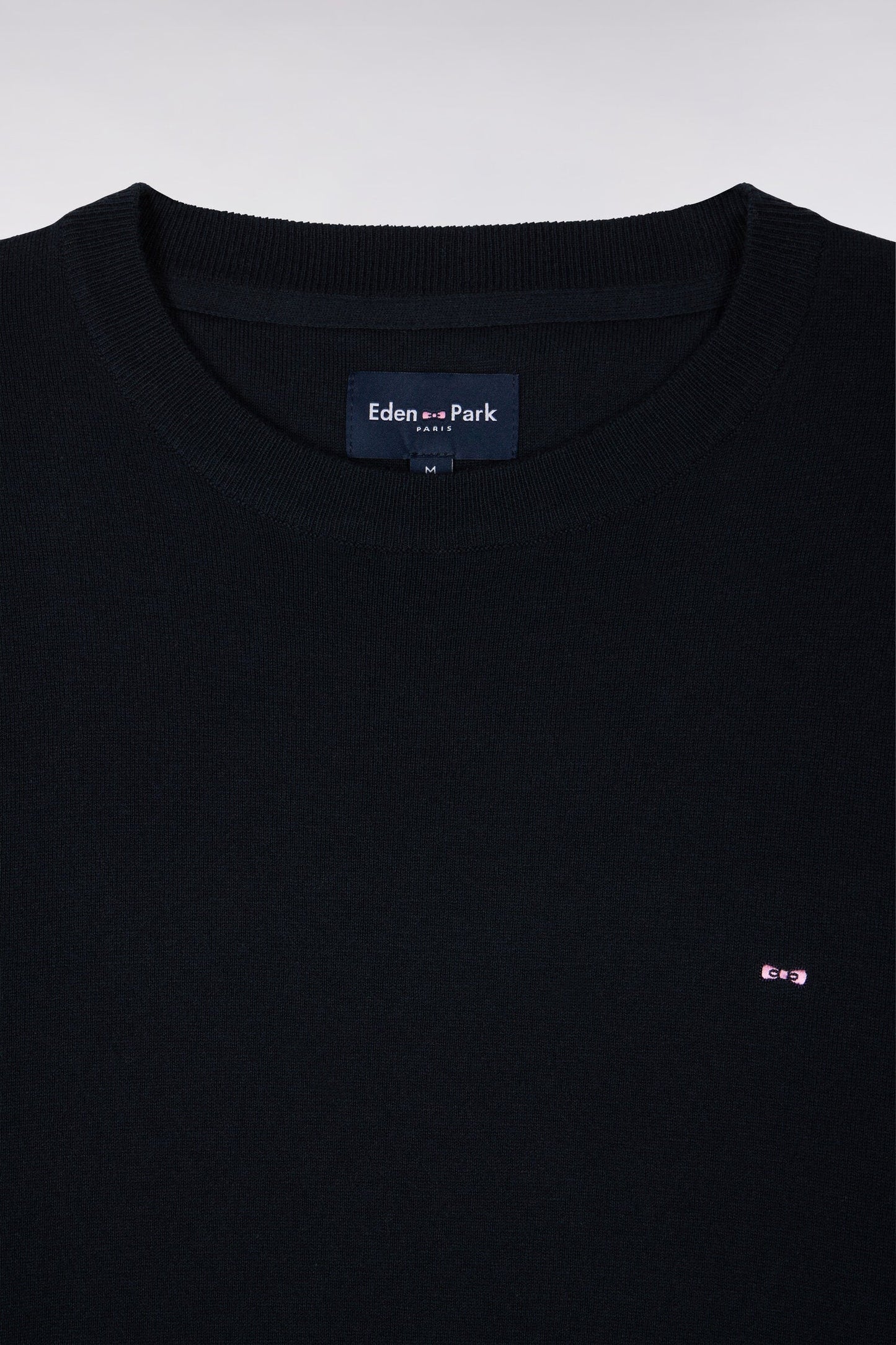 Pull col rond en coton et soie mélangés marine