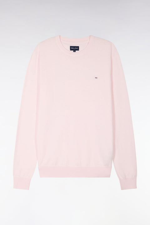 Pull col rond en coton et soie mélangés rose - Image 2