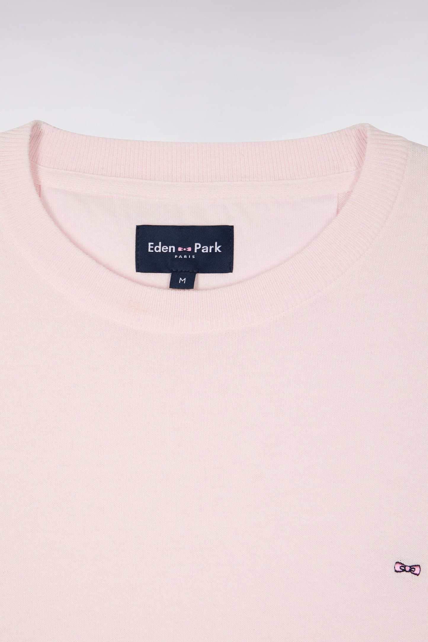 Pull col rond en coton et soie mélangés rose