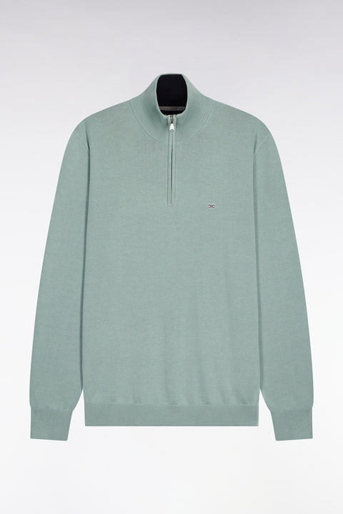 Pull col camionneur en coton vert d'eau - Image 2